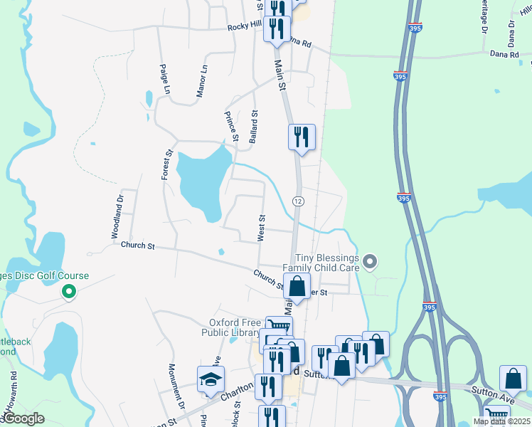 map of restaurants, bars, coffee shops, grocery stores, and more near 18 West Street in Oxford