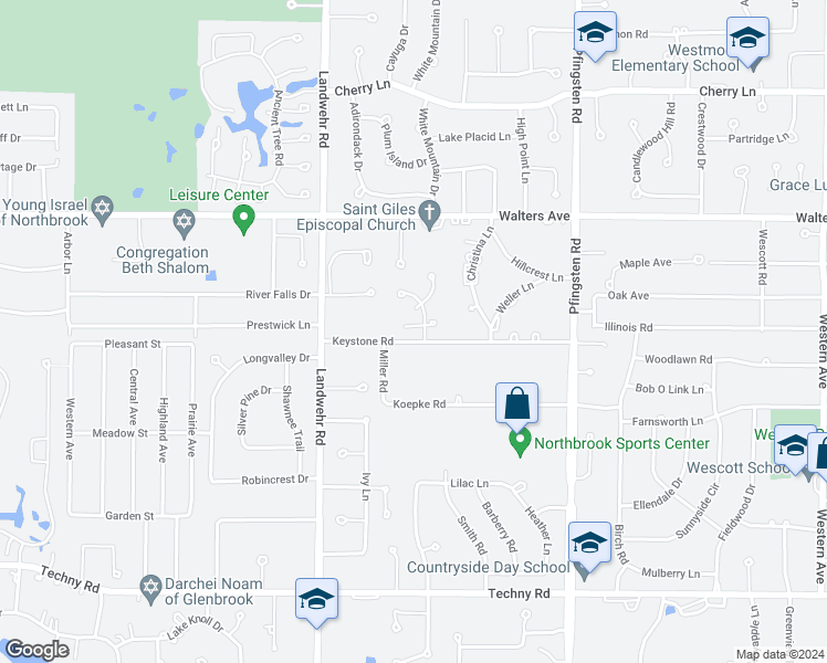 map of restaurants, bars, coffee shops, grocery stores, and more near 3029 Rennes Court in Northbrook