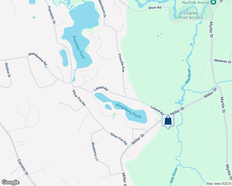 map of restaurants, bars, coffee shops, grocery stores, and more near 38 Leland Road in Norfolk