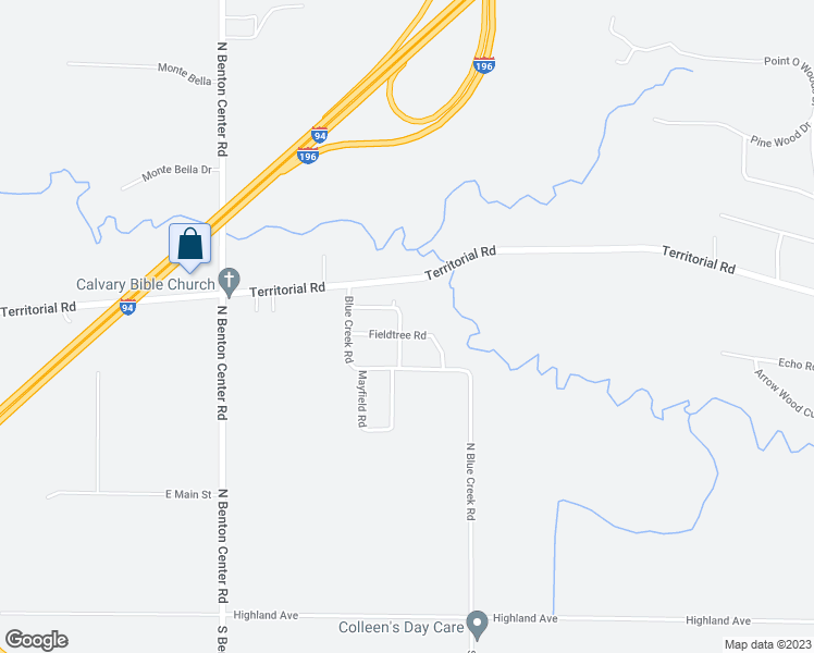 map of restaurants, bars, coffee shops, grocery stores, and more near 3605 Fieldtree Road in Benton Harbor