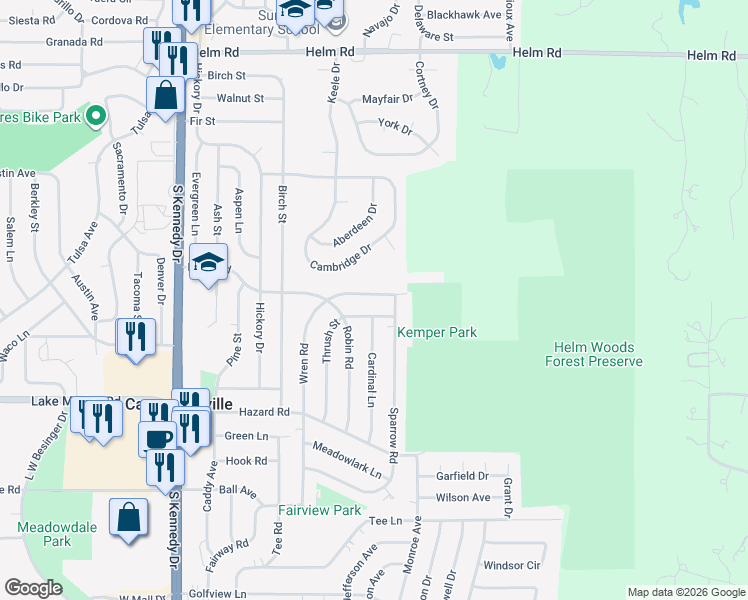 map of restaurants, bars, coffee shops, grocery stores, and more near 75 Wren Road in Carpentersville