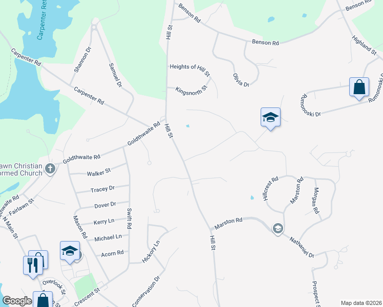 map of restaurants, bars, coffee shops, grocery stores, and more near 546 Hill Street in Northbridge