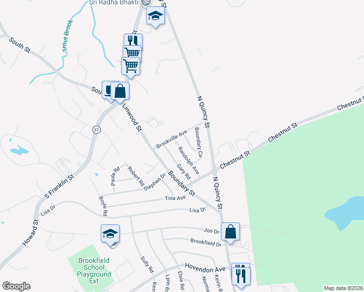 map of restaurants, bars, coffee shops, grocery stores, and more near 69 Randolph Avenue in Brockton