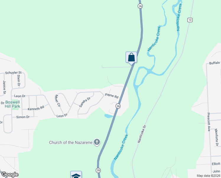 map of restaurants, bars, coffee shops, grocery stores, and more near 1476 Elsie Drive in Endicott