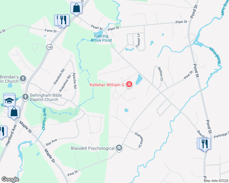 map of restaurants, bars, coffee shops, grocery stores, and more near 57 Hawthorne Village in Franklin