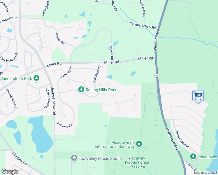 map of restaurants, bars, coffee shops, grocery stores, and more near 3206 Pine Woods Lane in Carpentersville