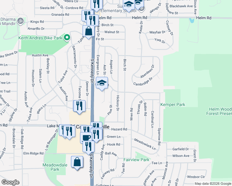 map of restaurants, bars, coffee shops, grocery stores, and more near 35 Hickory Drive in Carpentersville