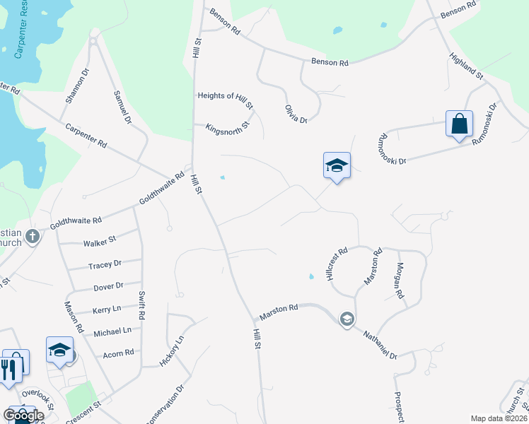 map of restaurants, bars, coffee shops, grocery stores, and more near 170 Rebecca Road in Northbridge