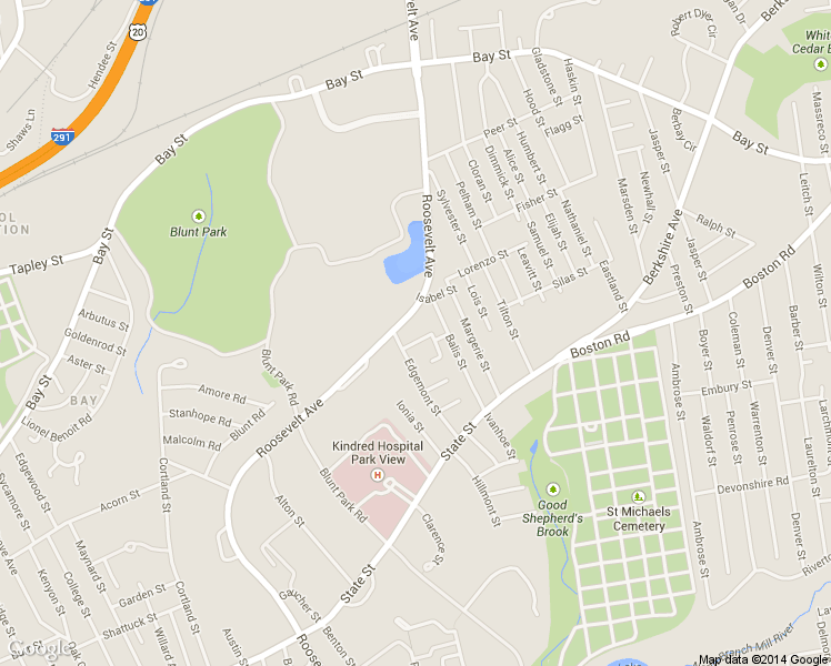 map of restaurants, bars, coffee shops, grocery stores, and more near 18 North Chatham Street in Springfield