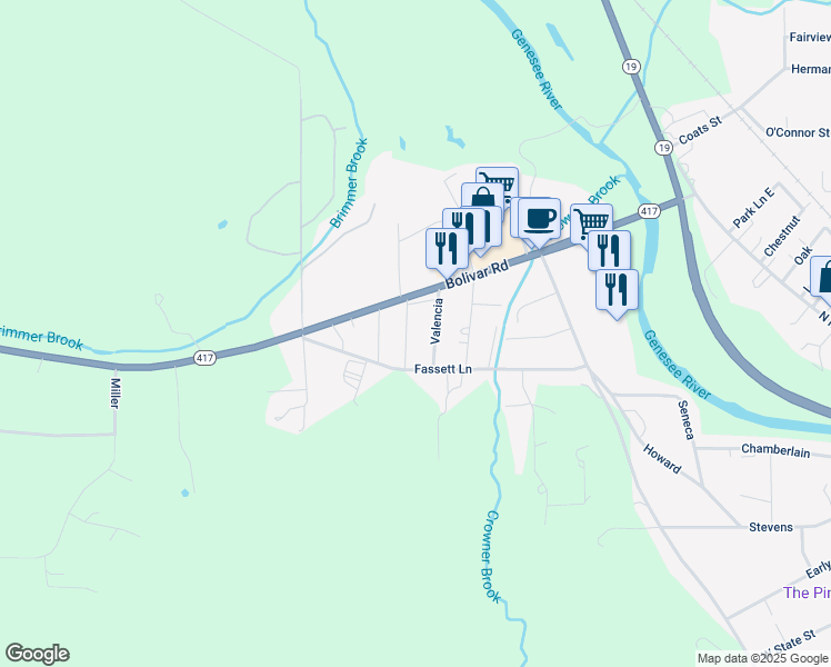 map of restaurants, bars, coffee shops, grocery stores, and more near 2887 Sheridan Avenue in Wellsville