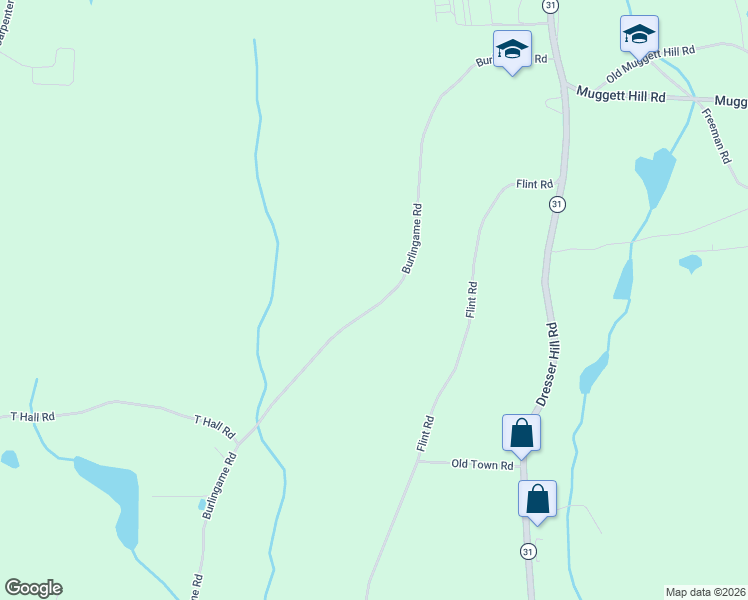 map of restaurants, bars, coffee shops, grocery stores, and more near 85 Burlingame Road in Charlton