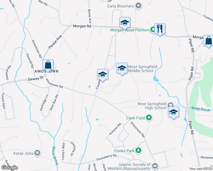 map of restaurants, bars, coffee shops, grocery stores, and more near 784 Amostown Road in West Springfield