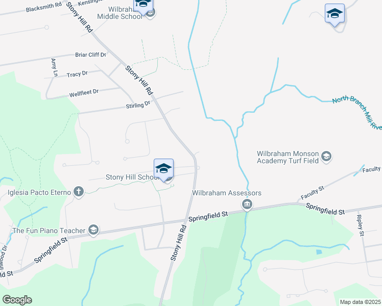map of restaurants, bars, coffee shops, grocery stores, and more near 675 Stony Hill Road in Wilbraham