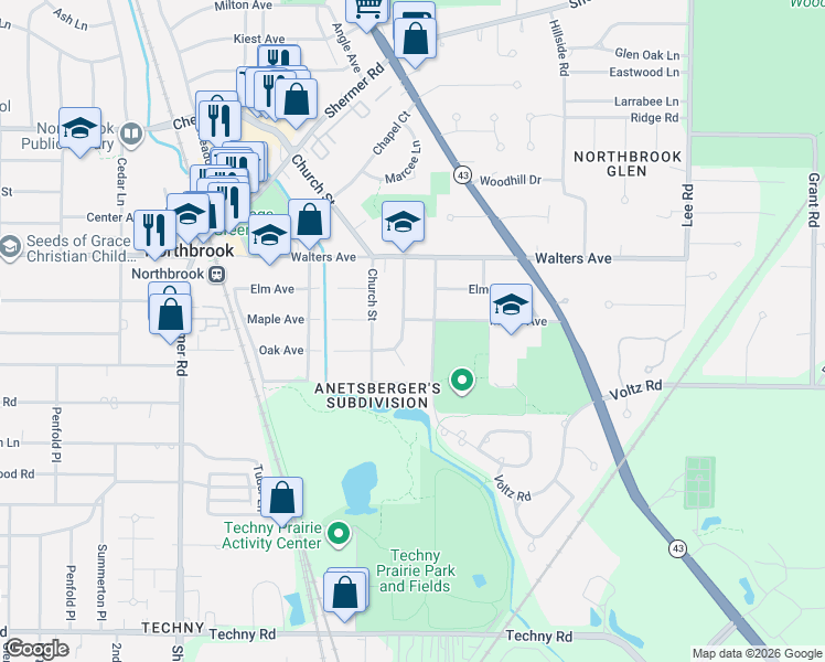 map of restaurants, bars, coffee shops, grocery stores, and more near 1533 Carol Court in Northbrook