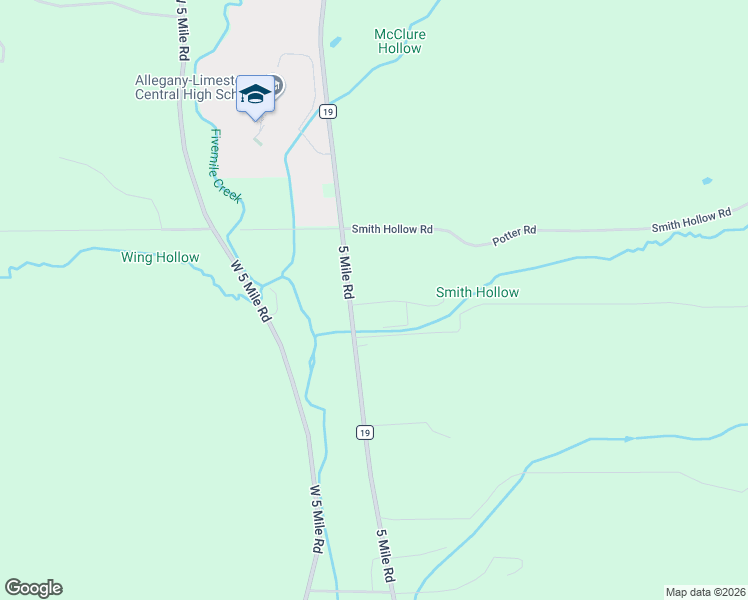 map of restaurants, bars, coffee shops, grocery stores, and more near 2936 5 Mile Road in Allegany