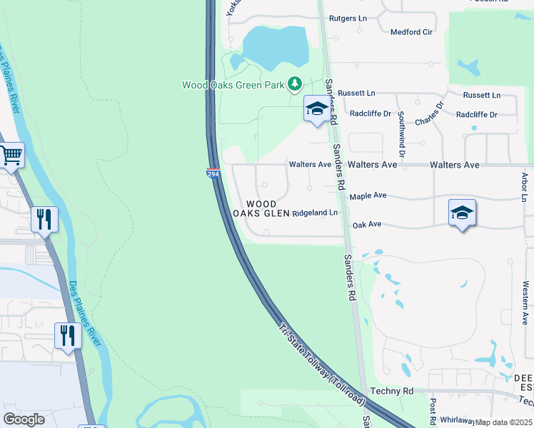 map of restaurants, bars, coffee shops, grocery stores, and more near 1458 Lori-Lyn Lane in Northbrook