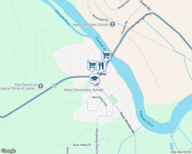 map of restaurants, bars, coffee shops, grocery stores, and more near 11110 Keno Worden Road in Keno