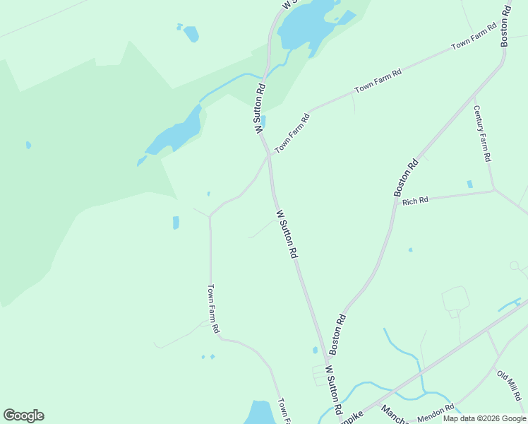map of restaurants, bars, coffee shops, grocery stores, and more near 105 Town Farm Road in Sutton