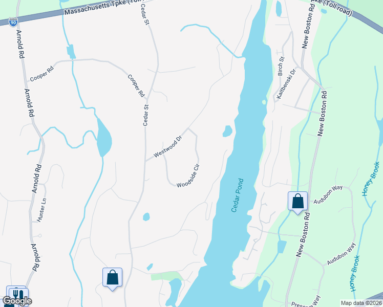 map of restaurants, bars, coffee shops, grocery stores, and more near 31 Woodside Circle in Sturbridge
