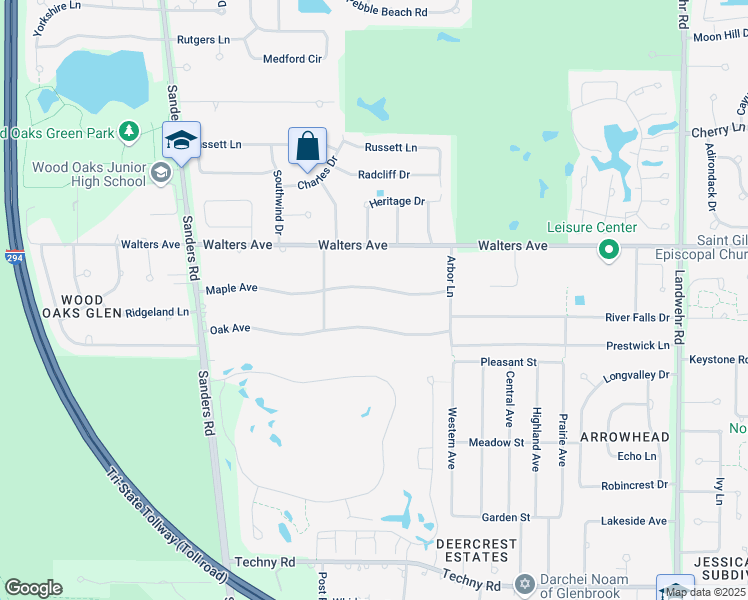 map of restaurants, bars, coffee shops, grocery stores, and more near 3707 Maple Avenue in Northbrook