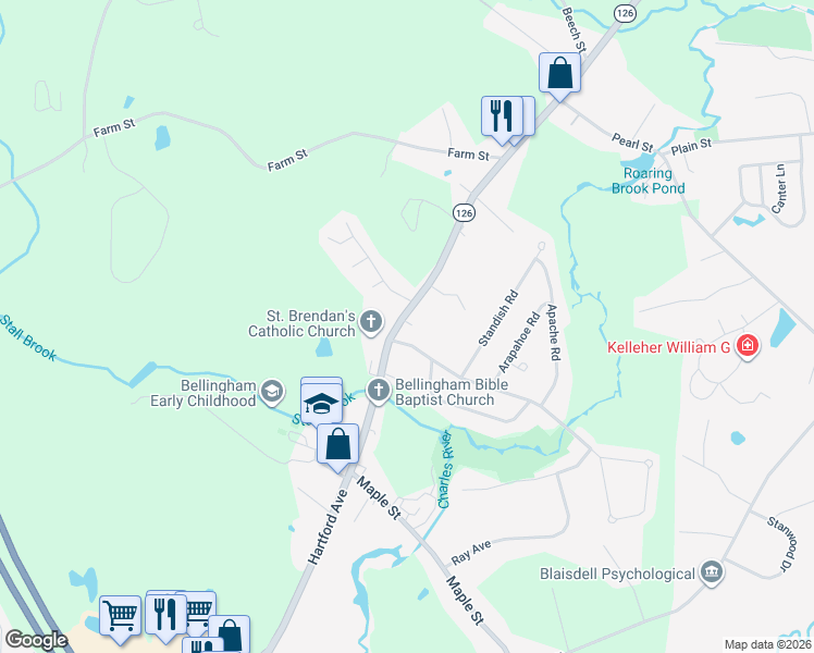 map of restaurants, bars, coffee shops, grocery stores, and more near 385 Hartford Avenue in Bellingham