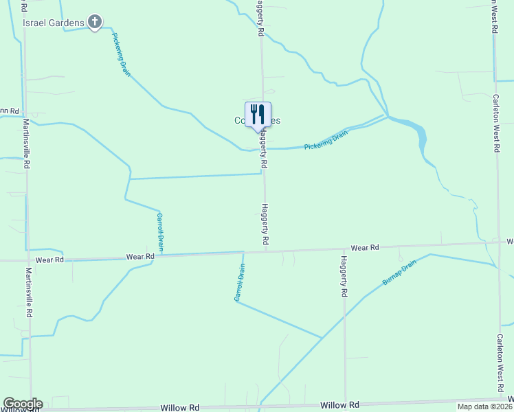 map of restaurants, bars, coffee shops, grocery stores, and more near 24400 Haggerty Road in Belleville