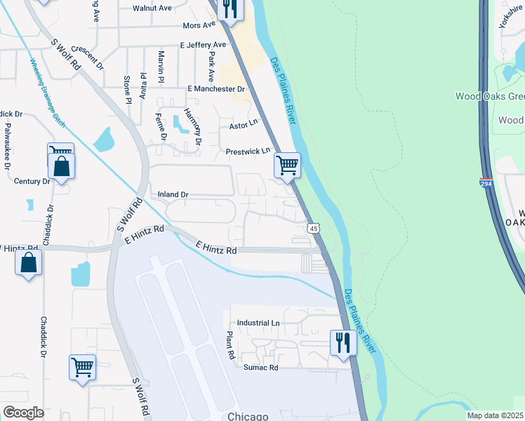 map of restaurants, bars, coffee shops, grocery stores, and more near 720 River Mill Parkway in Wheeling
