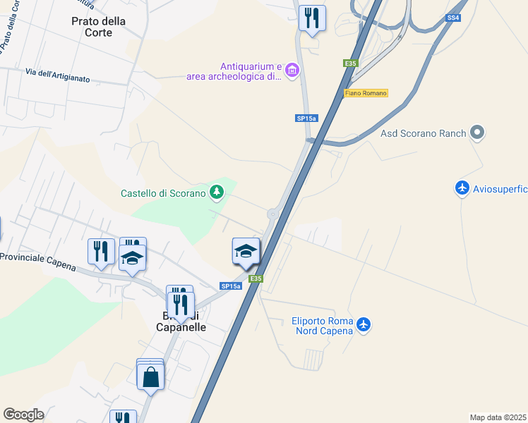map of restaurants, bars, coffee shops, grocery stores, and more near 1 Viale del Castello in Bivio di Capanelle