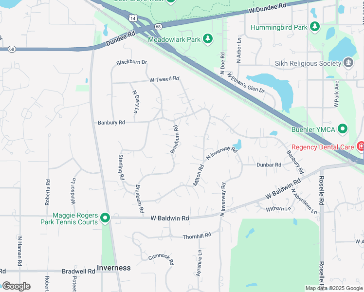 map of restaurants, bars, coffee shops, grocery stores, and more near 871 Braeburn Road in Inverness