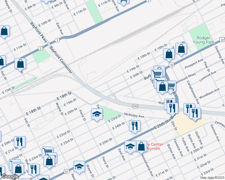 map of restaurants, bars, coffee shops, grocery stores, and more near 2009 Pennsylvania Avenue in Erie