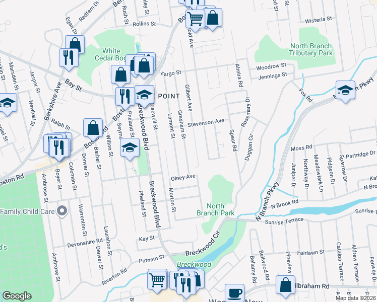 map of restaurants, bars, coffee shops, grocery stores, and more near 274 Gilbert Ave in Springfield
