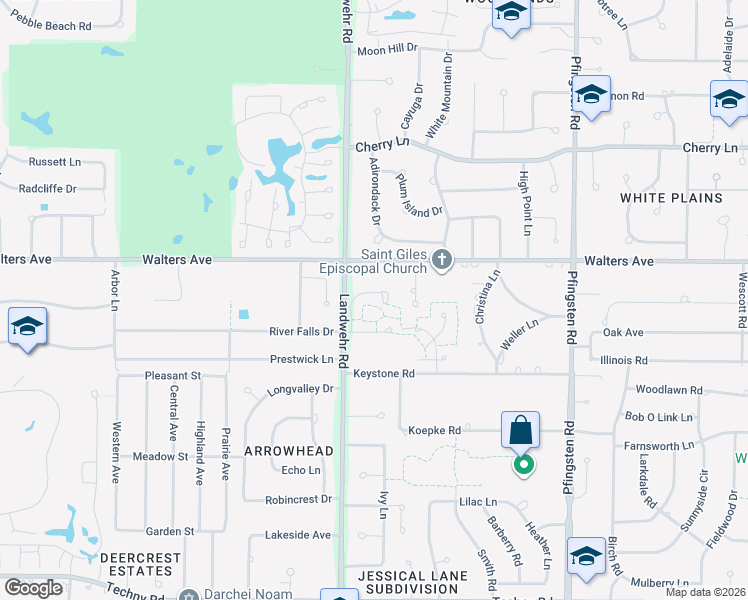 map of restaurants, bars, coffee shops, grocery stores, and more near 3111 Toulon Drive in Northbrook