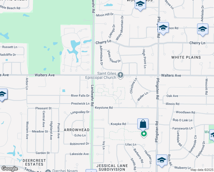 map of restaurants, bars, coffee shops, grocery stores, and more near 3111 Toulon Drive in Northbrook