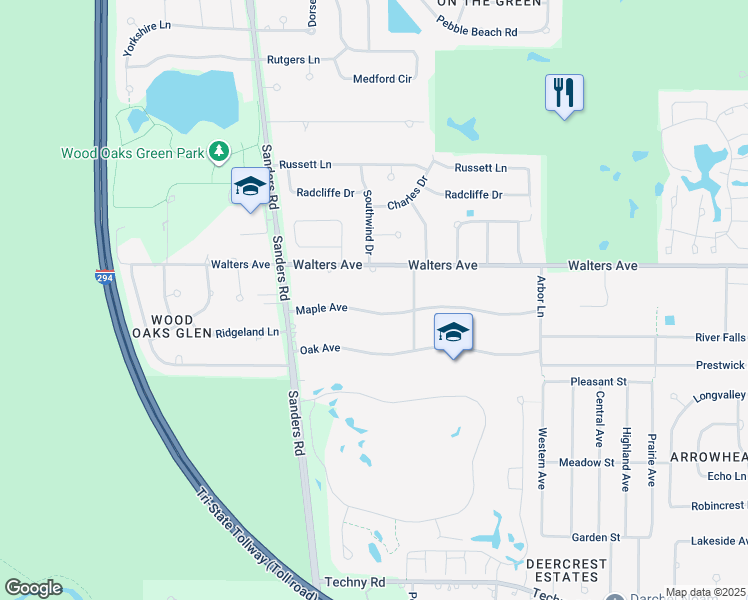 map of restaurants, bars, coffee shops, grocery stores, and more near 3888 Maple Avenue in Northbrook