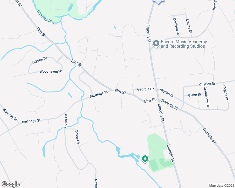 map of restaurants, bars, coffee shops, grocery stores, and more near 22 Elm Street in Franklin
