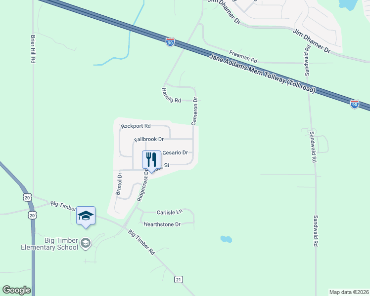 map of restaurants, bars, coffee shops, grocery stores, and more near 2642 Cesario Drive in Hampshire