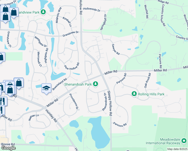 map of restaurants, bars, coffee shops, grocery stores, and more near 3086 Shenandoah Drive in Carpentersville