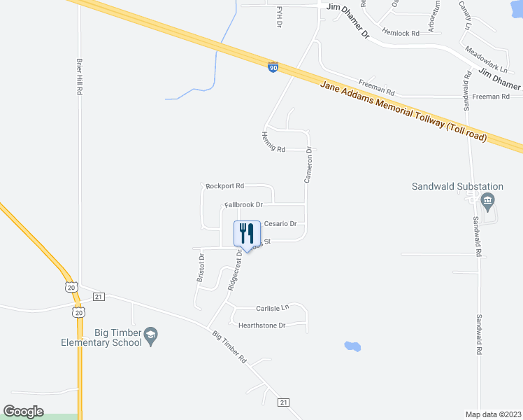 map of restaurants, bars, coffee shops, grocery stores, and more near 2561 Fallbrook Drive in Hampshire