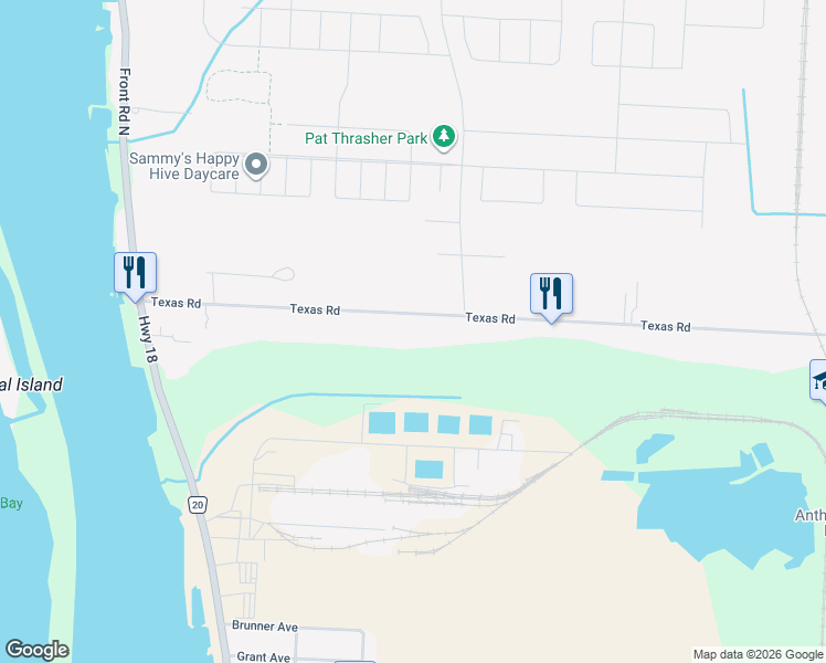 map of restaurants, bars, coffee shops, grocery stores, and more near 199 Texas Road in Amherstburg