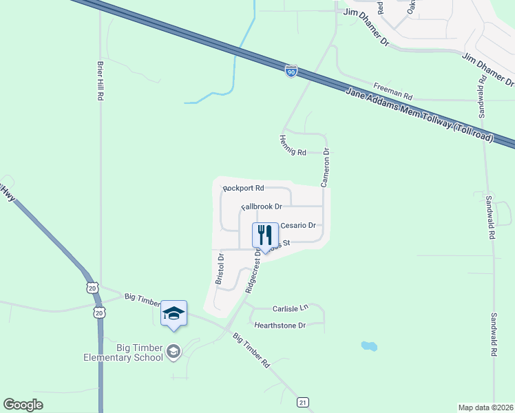map of restaurants, bars, coffee shops, grocery stores, and more near 2460 Fallbrook Drive in Hampshire