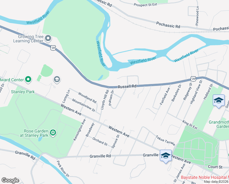 map of restaurants, bars, coffee shops, grocery stores, and more near 284 Russell Road in Westfield