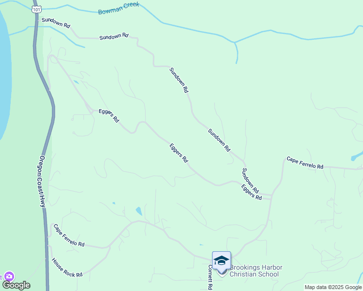 map of restaurants, bars, coffee shops, grocery stores, and more near 96022 Sundown Road in Brookings