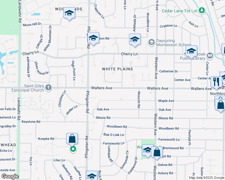 map of restaurants, bars, coffee shops, grocery stores, and more near in Northbrook