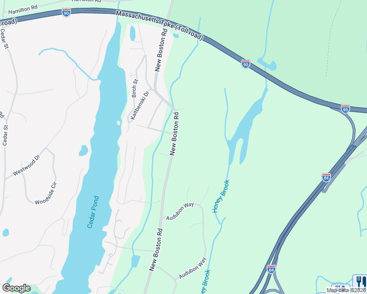 map of restaurants, bars, coffee shops, grocery stores, and more near 154 New Boston Road in Sturbridge