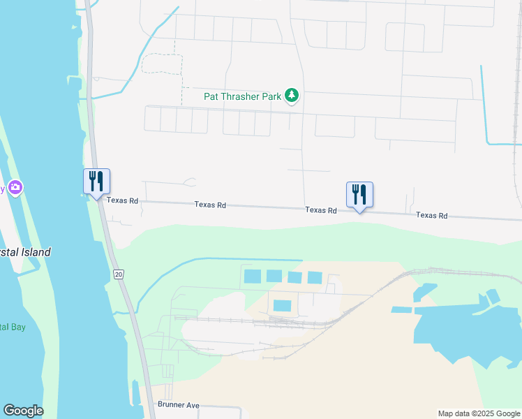 map of restaurants, bars, coffee shops, grocery stores, and more near 199 Texas Road in Amherstburg