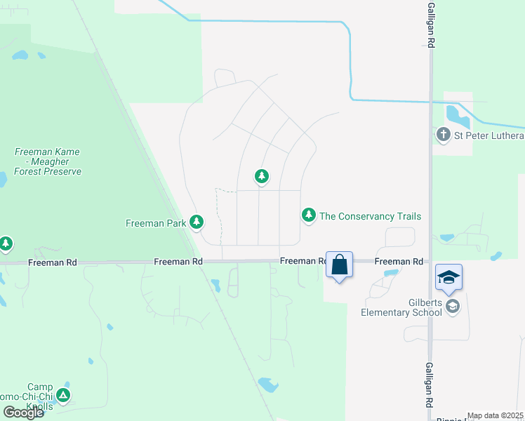map of restaurants, bars, coffee shops, grocery stores, and more near 861 Sunburst Lane in Gilberts