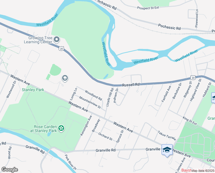 map of restaurants, bars, coffee shops, grocery stores, and more near 314 Russell Road in Westfield