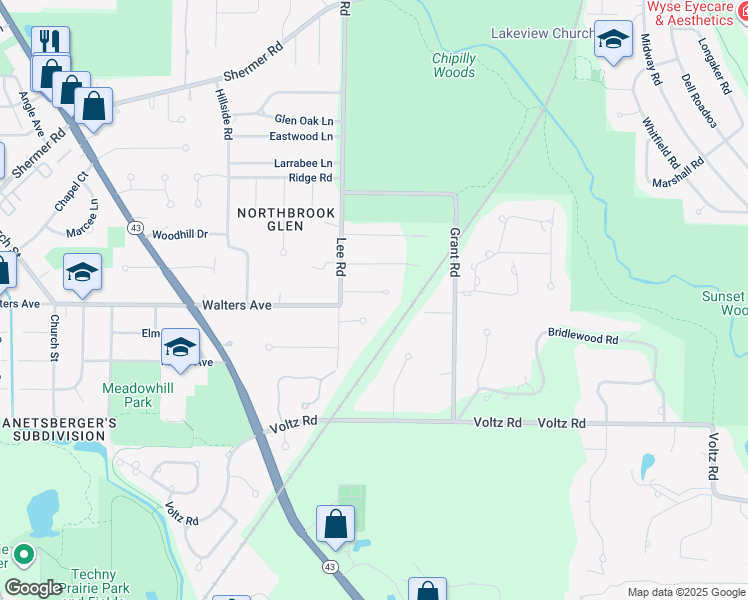map of restaurants, bars, coffee shops, grocery stores, and more near 1133 Willow Lane in Northbrook