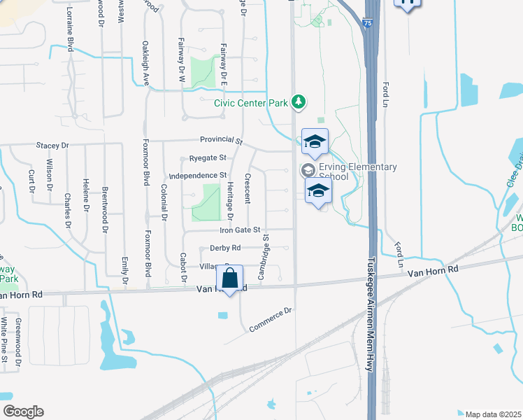 map of restaurants, bars, coffee shops, grocery stores, and more near 24464 Cambridge Street in Trenton