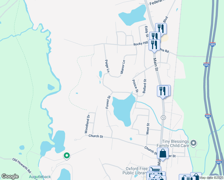 map of restaurants, bars, coffee shops, grocery stores, and more near 2 Paige Lane in Oxford